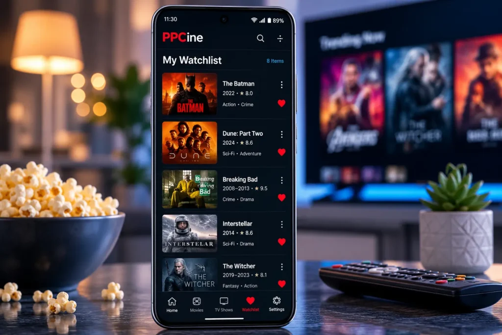 PPCine APK Download Latest Version 2026 for Android 7 Favorites-and-Watchlists